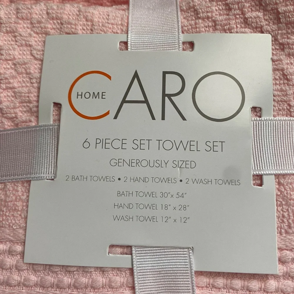 Caro Home 6 piece towel set, light pink color